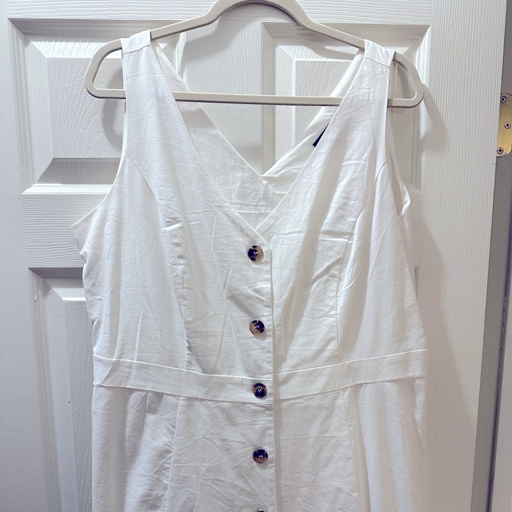 City chic plus size white linen dress